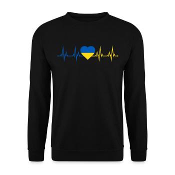 Herzschlag Fahne Herz Heartbeat Flagge Ukraine - Unisex Pullover - Schwarz - Vorne - Alina (178cm) & Michal (187cm)