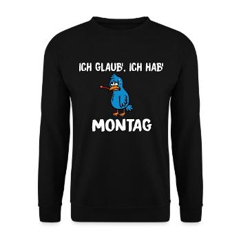 Ich glaub ich hab Montag - Unisex Pullover - Schwarz - Vorne - Alina (178cm) & Michal (187cm)