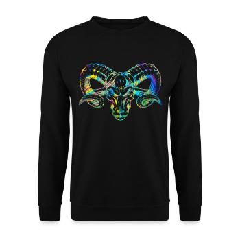 Widder Sternzeichen Horoskop - Unisex Pullover - Schwarz - Vorne - Alina (178cm) & Michal (187cm)
