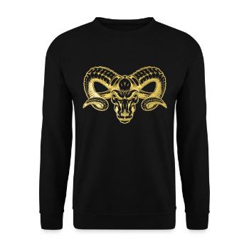 Goldener Widder Gold Sternzeichen Horoskop - Unisex Pullover - Schwarz - Vorne - Alina (178cm) & Michal (187cm)