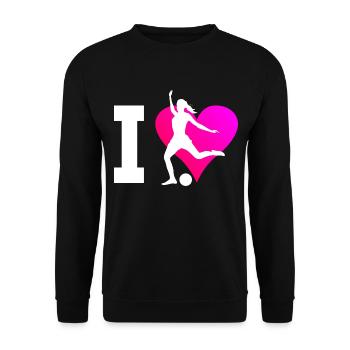 Herren Fussballer Damen Fussballspieler Fussball - Unisex Pullover - Schwarz - Vorne - Alina (178cm) & Michal (187cm)