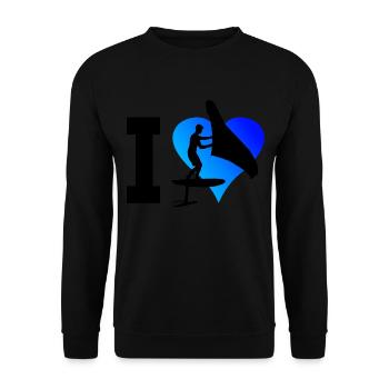 Damen wingsurfen wingsurf foilwing Herren - Unisex Pullover - Schwarz - Vorne - Alina (178cm) & Michal (187cm)