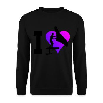 hydroptère foilwing hommes wingfoil wingsurfing - Sweat-shirt Unisexe - noir - Devant - Alina (178cm) & Michal (187cm)