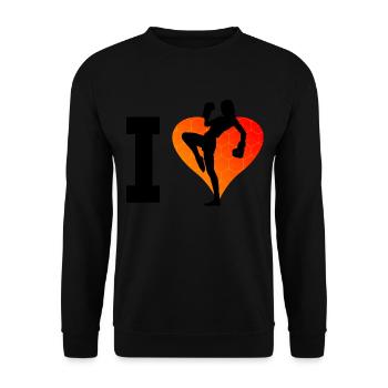 Kickbox Boxing Kickboxer Kickboxen Boxen - Unisex Pullover - Schwarz - Vorne - Alina (178cm) & Michal (187cm)