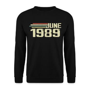 Juin 1989 Anniversaire Juin 1989 Juin 1989 Anniversaire - Sweat-shirt Unisexe - noir - Devant - Alina (178cm) & Michal (187cm)