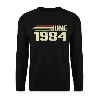Juin 1984 Anniversaire Juin 1984 Juin 1984 Anniversaire - Sweat-shirt Unisexe - noir - Devant - Alina (178cm) & Michal (187cm)