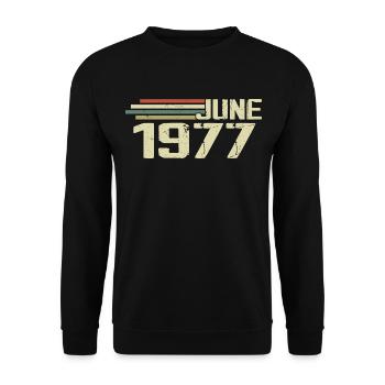 Juin 1977 Anniversaire Juin 1977 Juin 1977 Anniversaire - Sweat-shirt Unisexe - noir - Devant - Alina (178cm) & Michal (187cm)