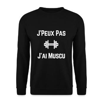 Ich kann Muscu nicht haben - Unisex Pullover - Schwarz - Vorne - Alina (178cm) & Michal (187cm)