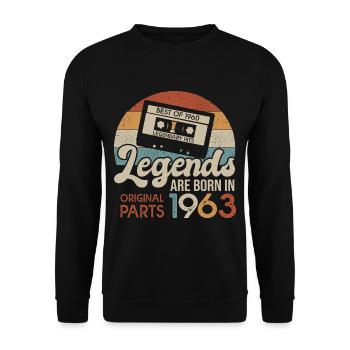 Legends born in 1963 birthday 59 years - Unisex Sweatshirt - black - Front - Alina (178cm) & Michal (187cm)