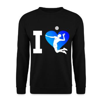 Volley Volleyballer Beachvolleyball Volleyballspie - Unisex Pullover - Schwarz - Vorne - Alina (178cm) & Michal (187cm)
