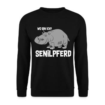 Senilpferd - Unisex Pullover - Schwarz - Vorne - Alina (178cm) & Michal (187cm)