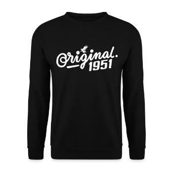 Original 1951 Geburtstagsgeschenk - Jahrgang 1951 - Unisex Pullover - Schwarz - Vorne - Alina (178cm) & Michal (187cm)