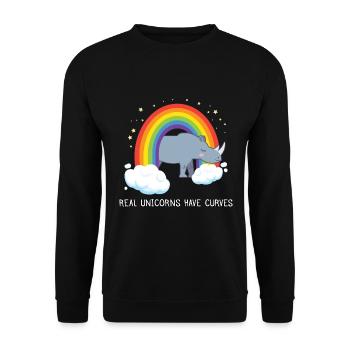 Real Unicorns Have Curves - Unisex Pullover - Schwarz - Vorne - Alina (178cm) & Michal (187cm)