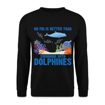 With Dolphins Swimming Dolphin Ocean Sea Mammal - Unisex Sweatshirt - black - Front - Alina (178cm) & Michal (187cm)
