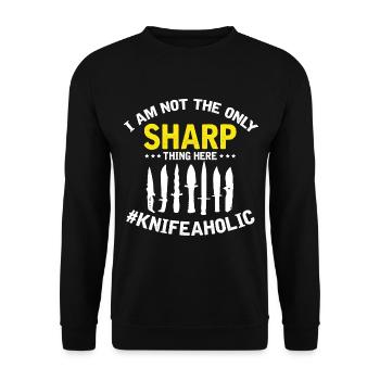 Knife Collector Designs Messerfan Knife Maker - Unisex Sweatshirt - black - Front - Alina (178cm) & Michal (187cm)