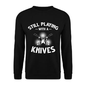 Games with Knife Knife Collector Knife Fan - Unisex Sweatshirt - black - Front - Alina (178cm) & Michal (187cm)