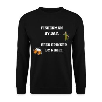 Fisherman by day, beer drinker by night - Sweat-shirt Unisexe - noir - Devant - Alina (178cm) & Michal (187cm)