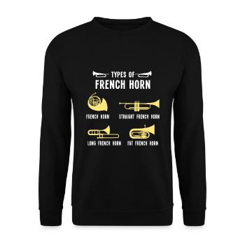 Blashhorn Horn Horns Brass Band Musician Brass Band - Unisex Sweatshirt - black - Front - Alina (178cm) & Michal (187cm)