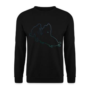Damen Bob fahren Bobsport Bobbahn Bob Zweierbob - Unisex Pullover - Schwarz - Vorne - Alina (178cm) & Michal (187cm)
