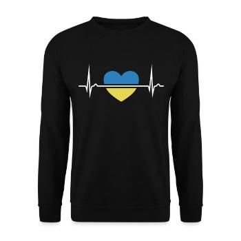 Ukraine Herzkurve - Frieden für die Ukraine - Unisex Pullover - Schwarz - Vorne - Alina (178cm) & Michal (187cm)