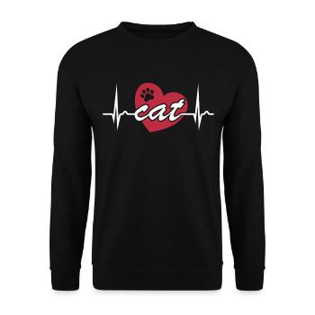 ECG Curve - Heart Curve - Pulse - Cat - Paw - Unisex Sweatshirt - black - Front - Alina (178cm) & Michal (187cm)