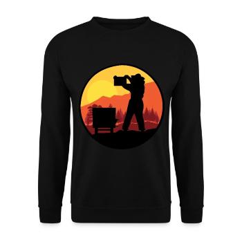 Imker Imkerei Geschenk Bienchen Honigbiene - Unisex Pullover - Schwarz - Vorne - Alina (178cm) & Michal (187cm)
