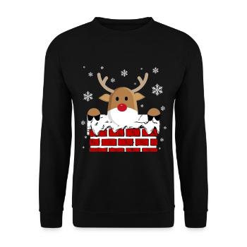 Rudolph dans la cheminée - Sweat-shirt Unisexe - noir - Devant - Alina (178cm) & Michal (187cm)