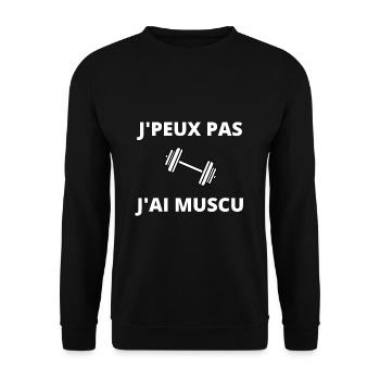 J'peux pas J'ai Muscu - Sweat-shirt Unisexe - noir - Devant - Alina (178cm) & Michal (187cm)