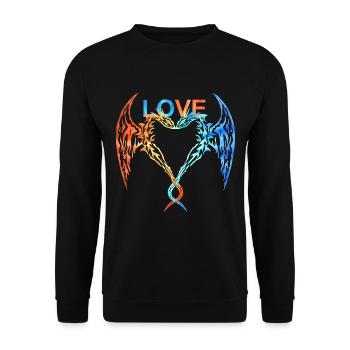 Drachen Liebe Fantasy - Unisex Pullover - Schwarz - Vorne - Alina (178cm) & Michal (187cm)