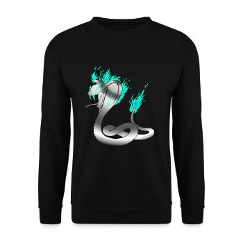 Serpent cobra avec feu bleu et effet métal - Sweat-shirt Unisexe - noir - Devant - Alina (178cm) & Michal (187cm)