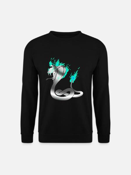 Kobra Schlange mit blauem Feuer und Metall Effekt - Unisex Pullover - Schwarz