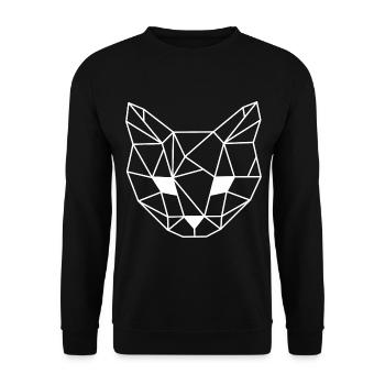 Katze Geometrisch Linie - Unisex Pullover - Schwarz - Vorne - Alina (178cm) & Michal (187cm)