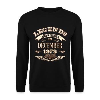 Legends are born in December 1979 - Unisex Sweatshirt - black - Front - Alina (178cm) & Michal (187cm)