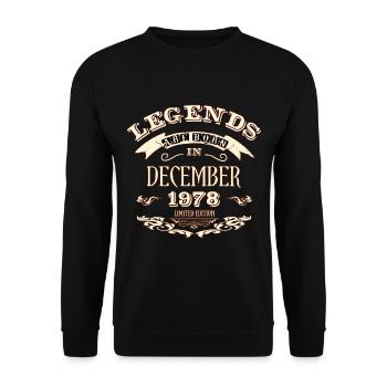 Legends are born in December 1978 - Unisex Sweatshirt - black - Front - Alina (178cm) & Michal (187cm)