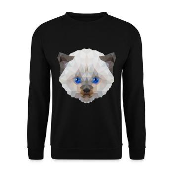 Weiße Katze miaut - süßes Motiv im Polygonstyle - Unisex Pullover - Schwarz - Vorne - Alina (178cm) & Michal (187cm)