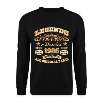 Legends are born in December 1986 - Unisex Sweatshirt - black - Front - Alina (178cm) & Michal (187cm)