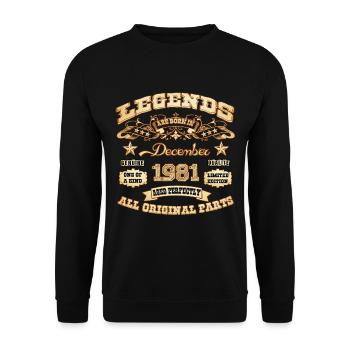 Les légendes sont nées en decembre 1981 - Sweat-shirt Unisexe - noir - Devant - Alina (178cm) & Michal (187cm)