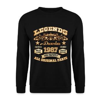Legends are born in December 1987 - Unisex Sweatshirt - black - Front - Alina (178cm) & Michal (187cm)