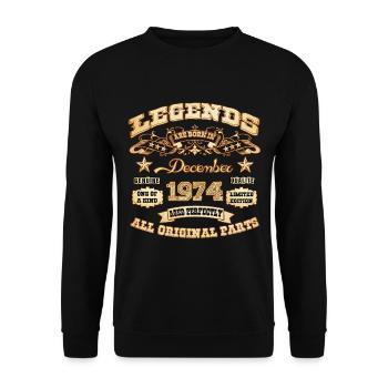 Legends are born in December 1974 - Unisex Sweatshirt - black - Front - Alina (178cm) & Michal (187cm)