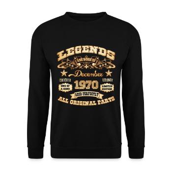 Legends are born in December 1970 - Unisex Sweatshirt - black - Front - Alina (178cm) & Michal (187cm)