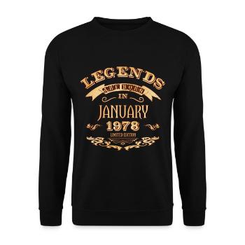 Legends are born in January 1978 - Unisex Sweatshirt - black - Front - Alina (178cm) & Michal (187cm)