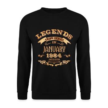 Legends are born in January 1984 - Unisex Sweatshirt - black - Front - Alina (178cm) & Michal (187cm)