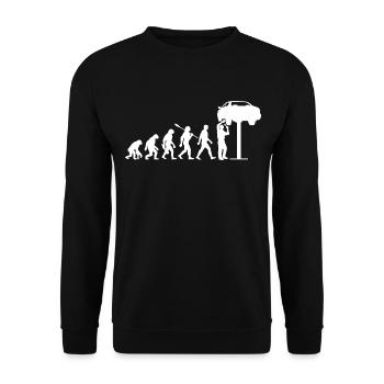Evolution - Auto - KFZ Mechaniker - Schrauber - Unisex Pullover - Schwarz - Vorne - Alina (178cm) & Michal (187cm)