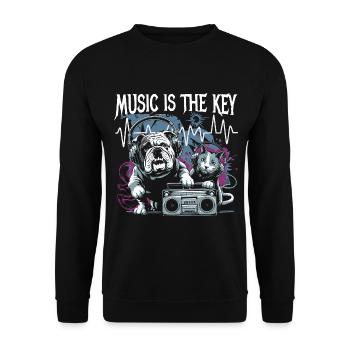 music is the key Dog and Cat Love of Animals - Unisex Sweatshirt - black - Front - Alina (178cm) & Michal (187cm)