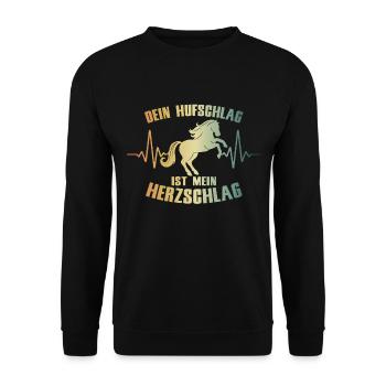 Herzschlag Pferd Hufschlag - Unisex Pullover - Schwarz - Vorne - Alina (178cm) & Michal (187cm)