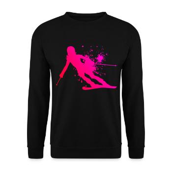 Skiing Freestyle Skifahrer Skifahren Ski - Unisex Pullover - Schwarz - Vorne - Alina (178cm) & Michal (187cm)