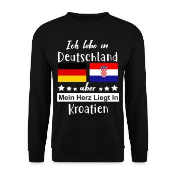 Germany Croatia - Unisex Sweatshirt - black - Front - Alina (178cm) & Michal (187cm)