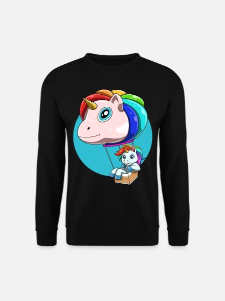 Lustiger Heißluftballon als Einhorn - Unisex Pullover - Schwarz