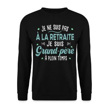 Retraite grand-père. Cadeau papy retraité. Sénior - Sweat-shirt Unisexe - noir - Devant - Alina (178cm) & Michal (187cm)