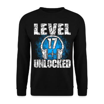 Level 17 Unlocked Birthday Gift 17 Years - Unisex Sweatshirt - black - Front - Alina (178cm) & Michal (187cm)